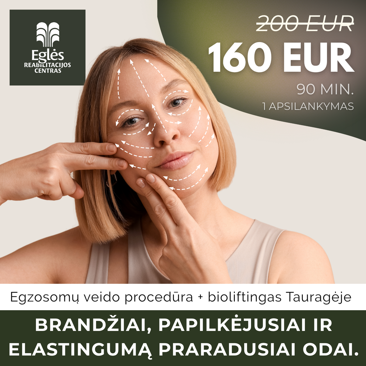 Egzosomų veido procedūra + bioliftingas 90 MIN. TAURAGĖJE